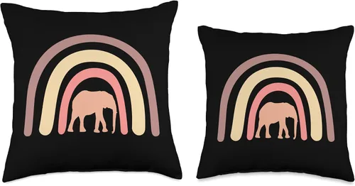 Miniatura 3 de Elephant Gifts for Men Women Kids Toddlers by RJ Elefante mamífero africano del zoológico lindo arco iris bohemio rosa, 16 x 16 pulgadas, multicolor