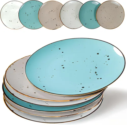 Miniatura 10 de Esfour Ceramics Juego de 6 platos llanos de 11 pulgadas, aptos para microondas, horno, lavavajillas, resistentes a los arañazos, platos duraderos