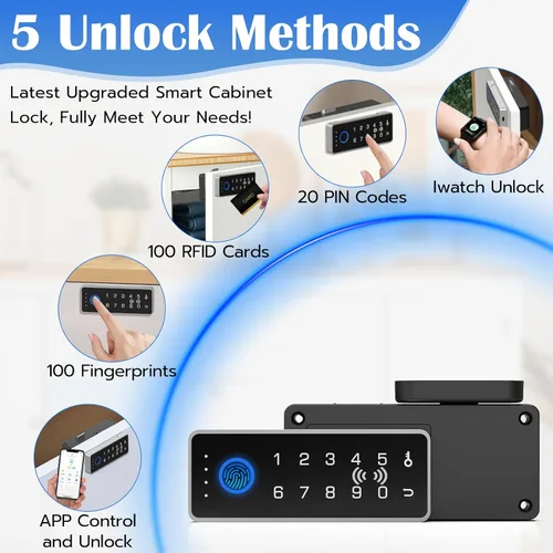 Miniatura 2 de Eseesmart Cerradura inteligente para gabinete, magnética digital electrónica RFID sin llave, Bluetooth, seguridad infantil, a prueba de bebés