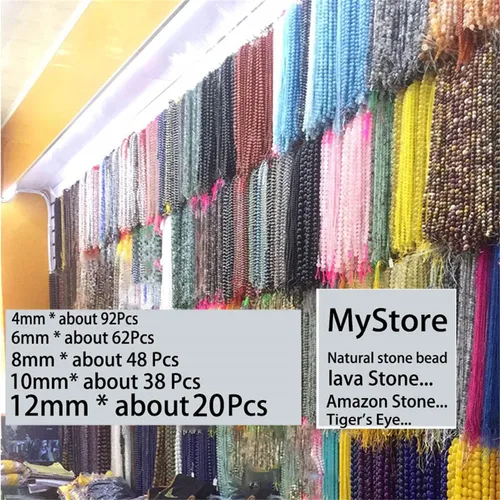 Miniatura 6 de 4 6 8 10 0.472 in cuentas de piedras preciosas naturales redondas de piedra suelta para bricolaje pulsera, collar, pendientes, joyería artesanía Azul
