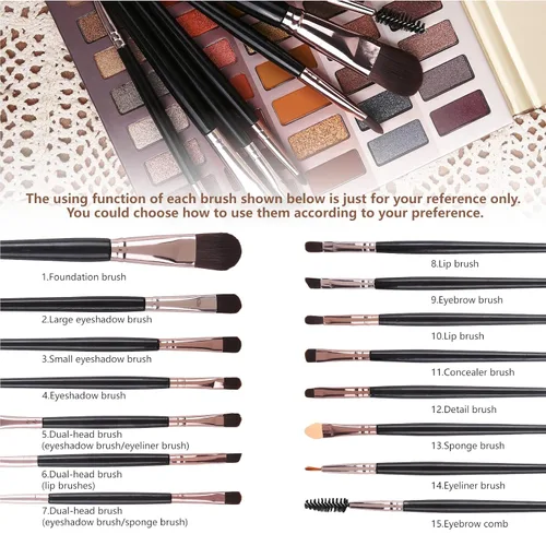 Miniatura 4 de UCANBE Paleta de sombra de ojos desnudos de 60 colores + juego de brochas de maquillaje, todo en uno, paleta de maquillaje ahumado neutro
