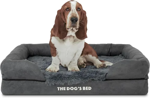 Miniatura 33 de The Dog's Bed - Cama ortopédica de espuma viscoelástica para perros medianos, colchón de soporte de alta densidad, entrada frontal baja, funda negro