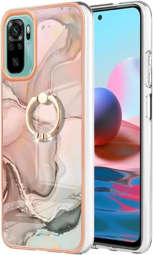 Miniatura 2 de XYX Case Compatible with Xiaomi Redmi Note 10s, TPU Marble Shockproof Bumper Slim Full-Body Protective Phone Case Cover with 360 Rotating Ring