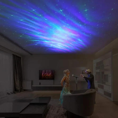 Miniatura 7 de LedMAll Aurora Star Green y RGB LED Night Lights Proyector decorativo con altavoz Bluetooth Control remoto