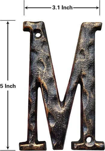 Miniatura 2 de Números y letras de casa de 5.5 pulgadas, número de dirección de casa de metal de hierro fundido altamente visible para buzón de oficina de calle