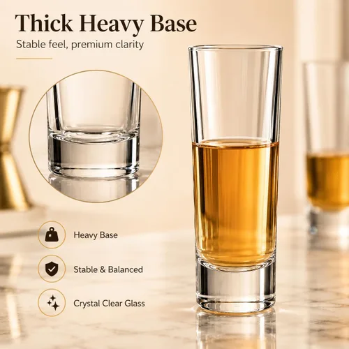 Miniatura 7 de Vasos de chupito de 2 onzas de alto, paquete de 18 vasos transparentes de 3.9 pulgadas para whisky, tequila, vodka, espresso, vasos de chupito