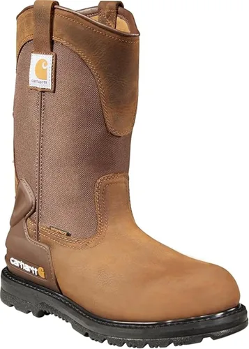 Miniatura 3 de Carhartt Wellington CMP1100 - Botas de trabajo de cuero para hombre de 11 pulgadas, impermeables, suaves, Bison Marrón aceitado bronceado