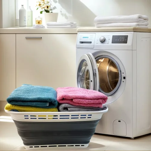 Miniatura 2 de SAMMART Cesta plegable de plástico para la ropa sucia de 42L (11 galones), contenedor de almacenamiento plegable y organizador, tina de lavado