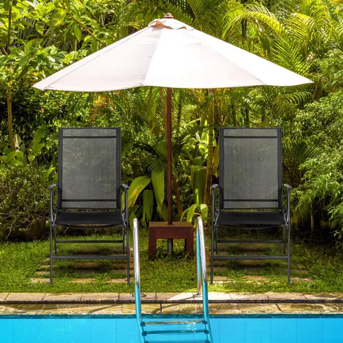 Miniatura 7 de Giantex Juego de 2 sillas de comedor para patio, sillas plegables para exteriores, sillas de camping portátiles con tela transpirable, sillas