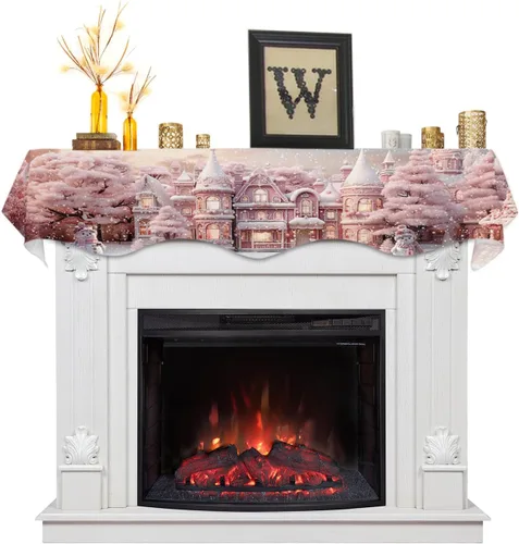 Miniatura 11 de Funda de bufanda de chimenea de Navidad, mantel superior, bufanda para Navidad, Halloween, Acción de Gracias, otoño, decoración de interiores