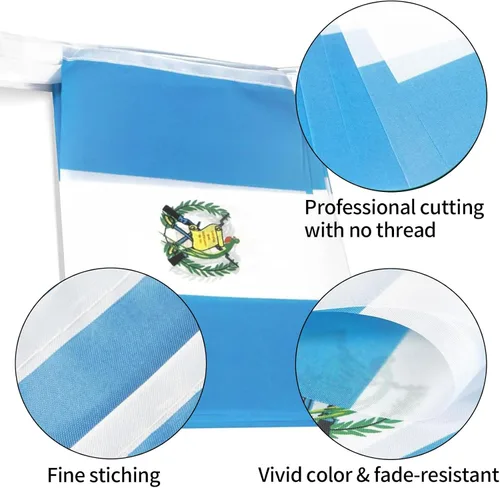 Miniatura 3 de Bandera de Guatemala, bandera de Guatemala, pequeña cadena de banderas de Guatemala, mini bandera de Guatemala, utilizada para fiestas, escuela