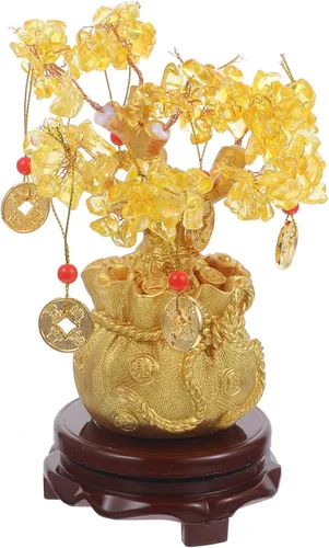 Miniatura 5 de Ciieeo Árbol de dinero monedas, árbol de la suerte, de cristal natural, árbol de la suerte, árbol de la vida de Feng Shui, árbol de dinero