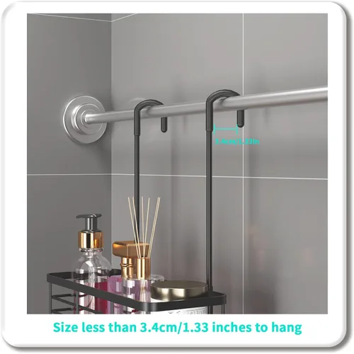 Miniatura 5 de HapiRm Organizador de ducha colgante - Organizador de ducha sin perforaciones con ganchos, estantes de baño de acero inoxidable 304 a prueba de Negro
