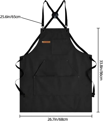 Miniatura 5 de Professional Work Chef Apron for Men Women, Duty Water-Resistant Cotton Canvas, Durable Adjustable, Cooking BBQ