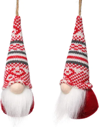 Miniatura 2 de Juego de 10 gnomos colgantes para árbol de Navidad, gnomos de felpa suecos hechos a mano, Papá Noel, elfo, decoración para el hogar, decoración