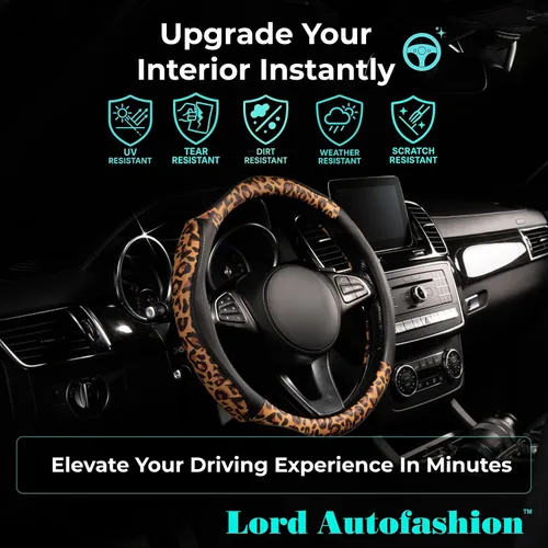 Miniatura 2 de Lord Autofashion - Funda para volante, piel sintética, interior de goma antideslizante, comodidad para todas las estaciones, 14.5-15 pulgadas