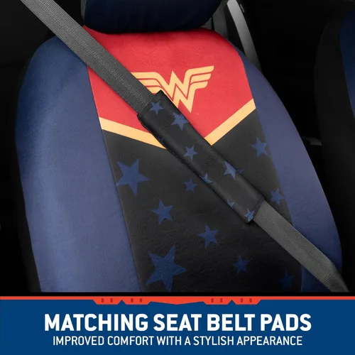 Miniatura 5 de BDK Warner Bros DC Comics Wonder Woman Accesorios para Automóvil Fundas de Asiento - Par Delantero Incluye Funda Removible para la Cabeza