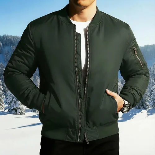 Miniatura 2 de MAGNIVIT - Chaqueta de bombardero para hombre de invierno, cortaviento, cálida, con cremallera completa, abrigo exterior, estilo casual, chaqueta