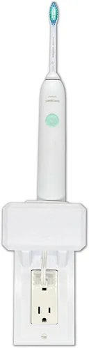 Soporte para cepillo de dientes eléctrico | Soporte de pared | Compatible con Sonicare tiene 1 cargador, se monta solo en una sola toma GFCI/Decora.
