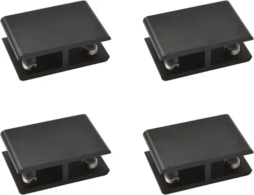 Miniatura 22 de INCREWAY Abrazadera de vidrio, paquete de 4 soportes ajustables de aleación de aluminio de doble cara para estante de vidrio, soporte de abrazadera