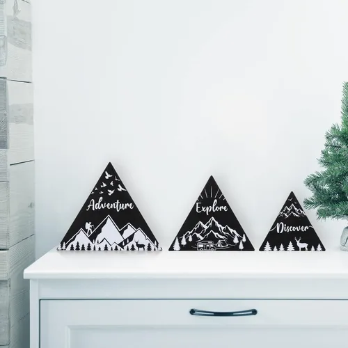 Miniatura 4 de Jetec Letrero de madera de montaña de 3 tamaños para cabaña, decoración de pared de montaña rústica, letrero de decoración de cabina de campamento