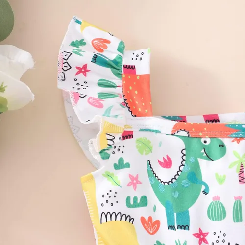 Miniatura 2 de Popshion Vestidos de niña con mangas con vuelo, vestido de verano para niños, fiesta de cumpleaños, sin mangas, vestido de 1 a 8 años