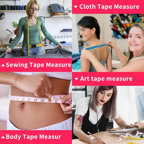 Miniatura 6 de LOUHUA Paquete de 24 cintas métricas, cinta métrica suave a granel para coser cuerpo, tela métrica flexible para medidas corporales, cinta métrica