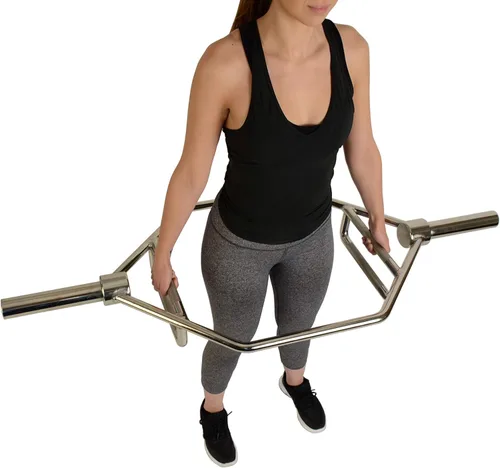 Miniatura 9 de Sunny Health & Fitness - Barra de mancuerna hexagonal olímpica para entrenamiento de fuerza, alta capacidad de carga, asas giratorias, clips