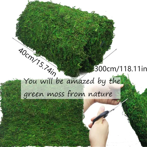 Miniatura 2 de FAICOIA Camino de mesa de musgo, rollo de musgo verde para jardines de hadas, decoración de mesa de bosque, musgo seco para manualidades, 16 x 118