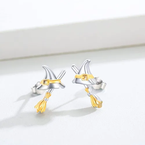 Miniatura 3 de Eye Earrings 925 Sterling Silver CatWitch HatDemonDragon Stud Earrings for Women Girls