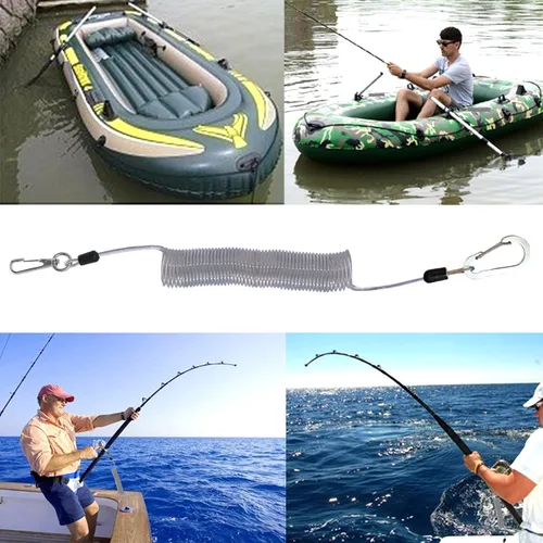 Miniatura 6 de Fishing Lanyard, Heavy Duty Coiled Lanyards Stainless Steel Wire Inside, Safety Rope Extension Cord Tether Retractable Fishing Accessories for Rods
