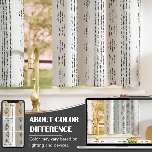 Miniatura 8 de Jinchan - Cortinas opacas del 95% para cocina estilo boho, cortinas de 24 pulgadas para cafetería, cortinas pequeñas estilo bohemio para dormitorio