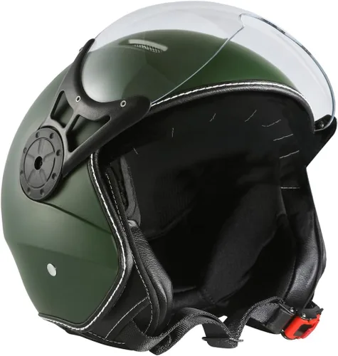 Miniatura 7 de Harssidanzar Casco de motocicleta con visera única, cara abierta, motocicleta, scooter, ciclomotor, casco crucero, aprobado por DOT, para hombres