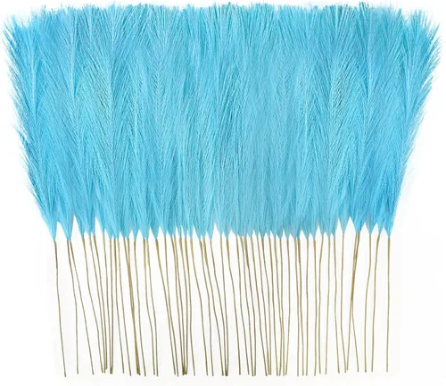 Miniatura 30 de obbsie 50 piezas de decoración de hierba de pampa falsa naranja quemado, 21.6 pulgadas de hierba pomposa artificial corta de otoño, ramas de hierba
