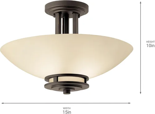 Miniatura 2 de Kichler Hendrik 15" 2 luces semi empotradas con cristal grabado de color ámbar claro Olde Bronze®