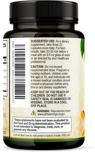 Miniatura 8 de Suplemento de curcumina de cúrcuma de 1750 mg con cúrcuma y jengibre orgánicos, 95% curcuminoides, pimienta negra BioPerine para una mejor