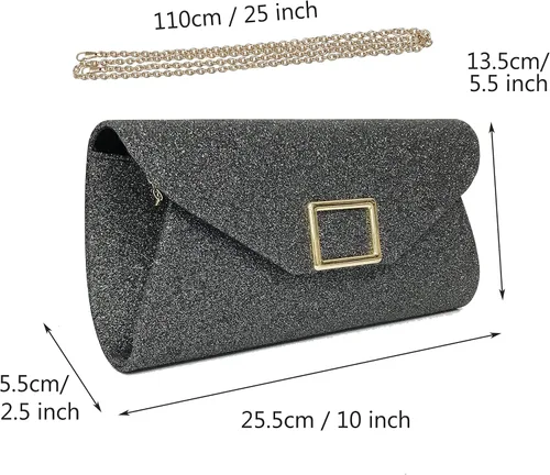 Miniatura 2 de sioglam Bolso de mano de noche con purpurina para mujeres y niñas, bolsa de baile de graduación, cóctel, fiesta, boda, noche