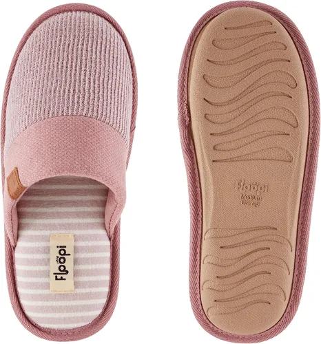 Miniatura 4 de Floopi Pantuflas para la casa para mujer, pantuflas de punto acanalado suave con espalda cerrada para mujer, múltiples capas de espuma viscoelástica