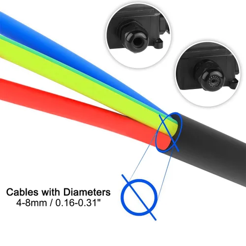 Miniatura 5 de 2 piezas impermeables externas de 2 vías PG9 caja de conexiones eléctricas subterráneas, cables de cable de alimentación, protección del conector