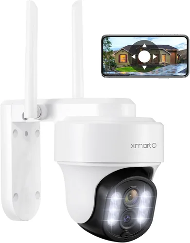 xmartO Cámara de seguridad PTZ de doble lente con zoom de 10X, seguimiento automático de 2 K, sistema de seguridad PTZ inalámbrico HD para
