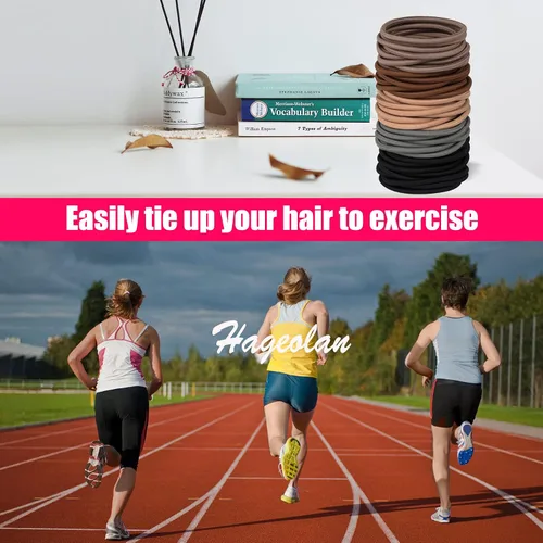 Miniatura 5 de Hageolan Ligas para el cabello de varios colores, 120 bandas elásticas grandes, soportes para cola de caballo sin daños para cabello grueso, Surtido