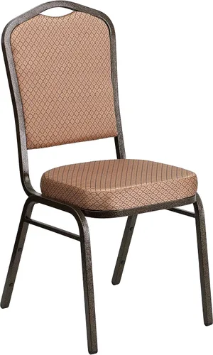 Miniatura 16 de Flash Furniture HERCULES Series - Silla apilable para banquetes con respaldo de corona en tela negra con estampado, marco de vena plateada Tela