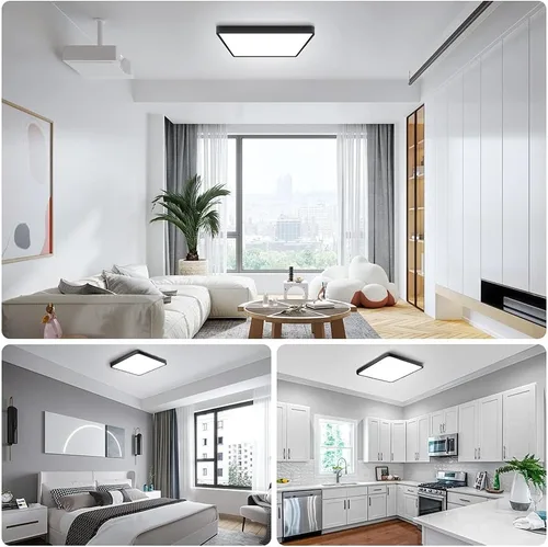 Miniatura 8 de Lámpara de techo LED de 12 pulgadas 24W cuadrada con montaje empotrado, lámpara de techo LED blanca de luz diurna de 5000K, luces de techo modernas