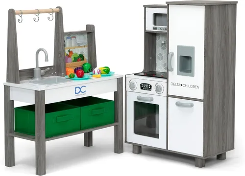 Miniatura 17 de Delta Children - Cocina de juguete de esquina todo en uno Gourmet - Juego de cocina de juguete con estufa segura y sin calor con luces, horno