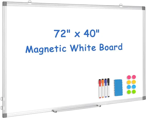 Miniatura 27 de Pizarra blanca de doble cara, marco de aluminio negro, pizarra magnética de borrado en seco de 24 x 18 pulgadas para pared, pizarra blanca montada