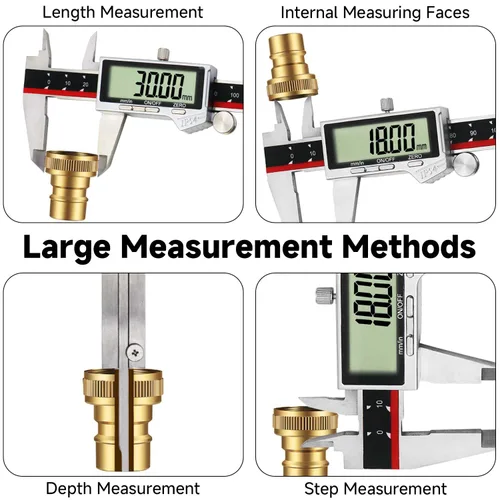 Miniatura 2 de Calibre digital, herramienta de medición de calibre de acero inoxidable impermeable IP54, pinza Vernier con pantalla LCD enorme, función de apagado