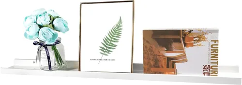 Miniatura 16 de Estantes flotantes montados en la pared, estantes de pared de 12 pulgadas para decoración y almacenamiento, estante de madera de roble macizo Natural