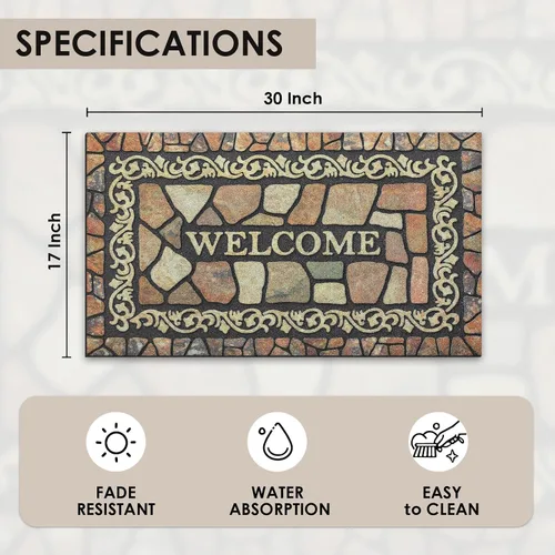 Miniatura 3 de Arttown Tapete retro para puerta, 17 x 30 pulgadas, color beige, tapete decorativo para el hogar, parte trasera de goma antideslizante y fuerte