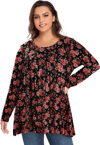 Miniatura 2 de OVERWORETY Camiseta tipo túnica de manga larga para mujer, plisada, casual, para otoño, para usar con leggings