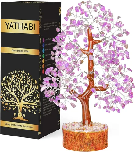 Árbol de amatista – Árbol de cristal – cristal púrpura – Piedra preciosa – Árbol de dinero Feng Shui – Árbol de la vida de cristal – Árbol bonsái de